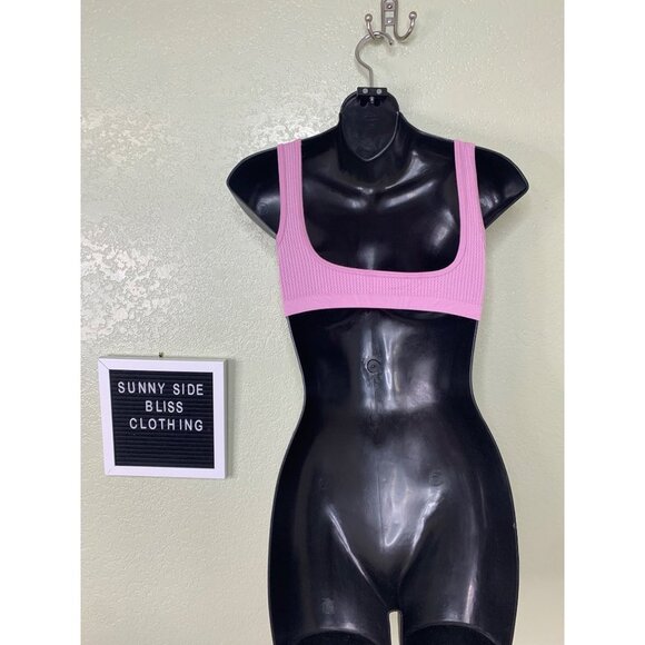 Zara Join Life Seamless Bubblegum Pink Scoop Neck Bra Top Size Large - Picture 3 of 7